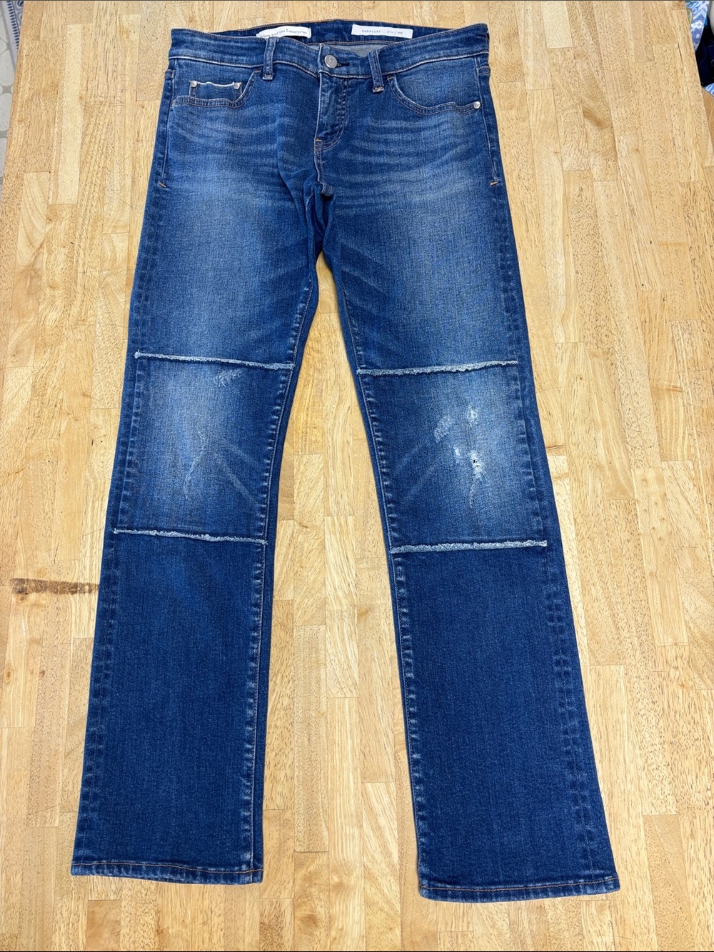 Pilcro & the Letterpress Anthropologie Parallel Knee Patch Straight Jeans 29